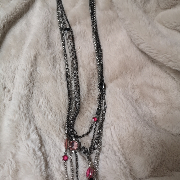 Necklace/silver/stones/purple - Picture 1 of 2